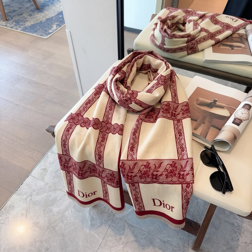 Dior Style Toile Fringe Scarf product detail 2