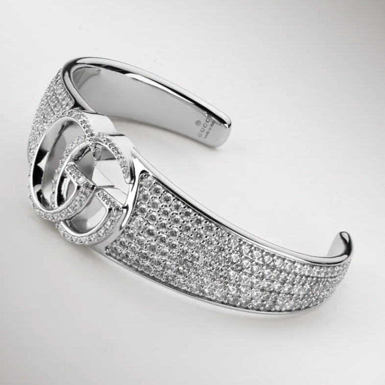 Gucci Crystal Double G Cuff Bracelet detail view 1