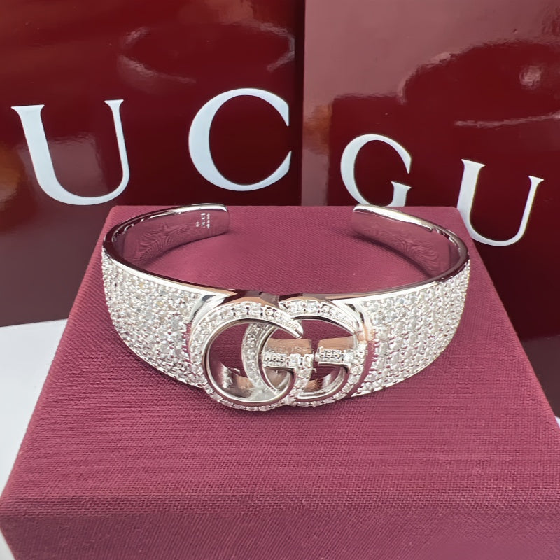 Gucci Crystal Double G Cuff Bracelet detail view 5