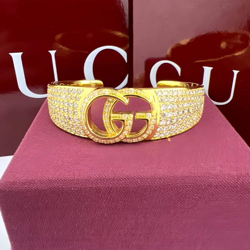 Gucci Crystal Double G Cuff Bracelet