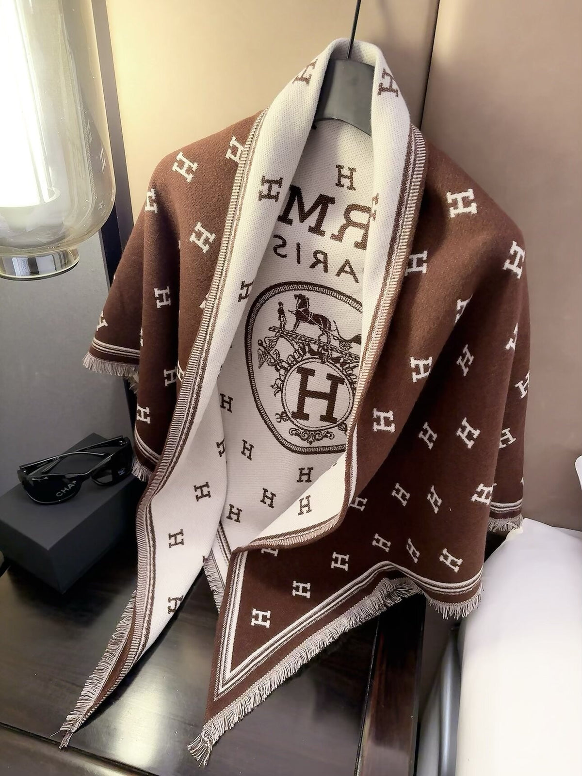 Hermes Style Reversible Equestrian Cape Shawl product detail 7
