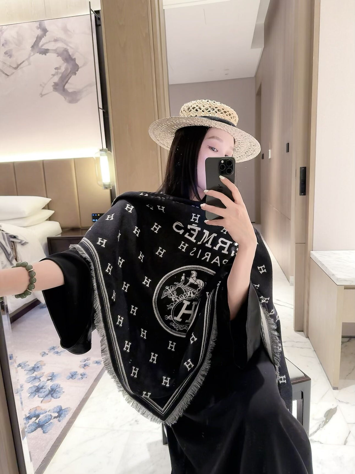 Hermes Style Reversible Equestrian Cape Shawl product detail 8