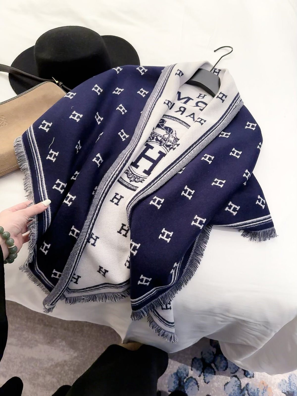 Hermes Style Reversible Equestrian Cape Shawl product detail 11