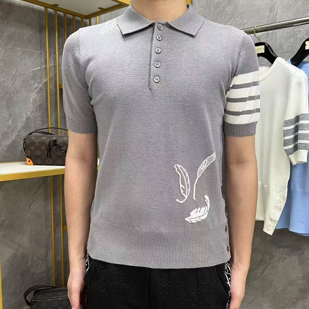 2025 SS  Mens Feather Leaf POLO Short Sleeve  TREND