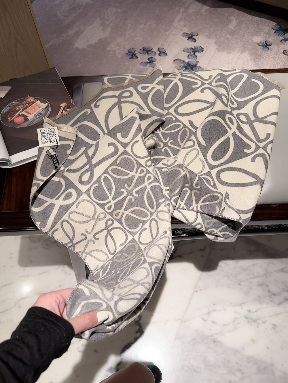 Loewe Style Anagram Pattern Scarf product detail 4