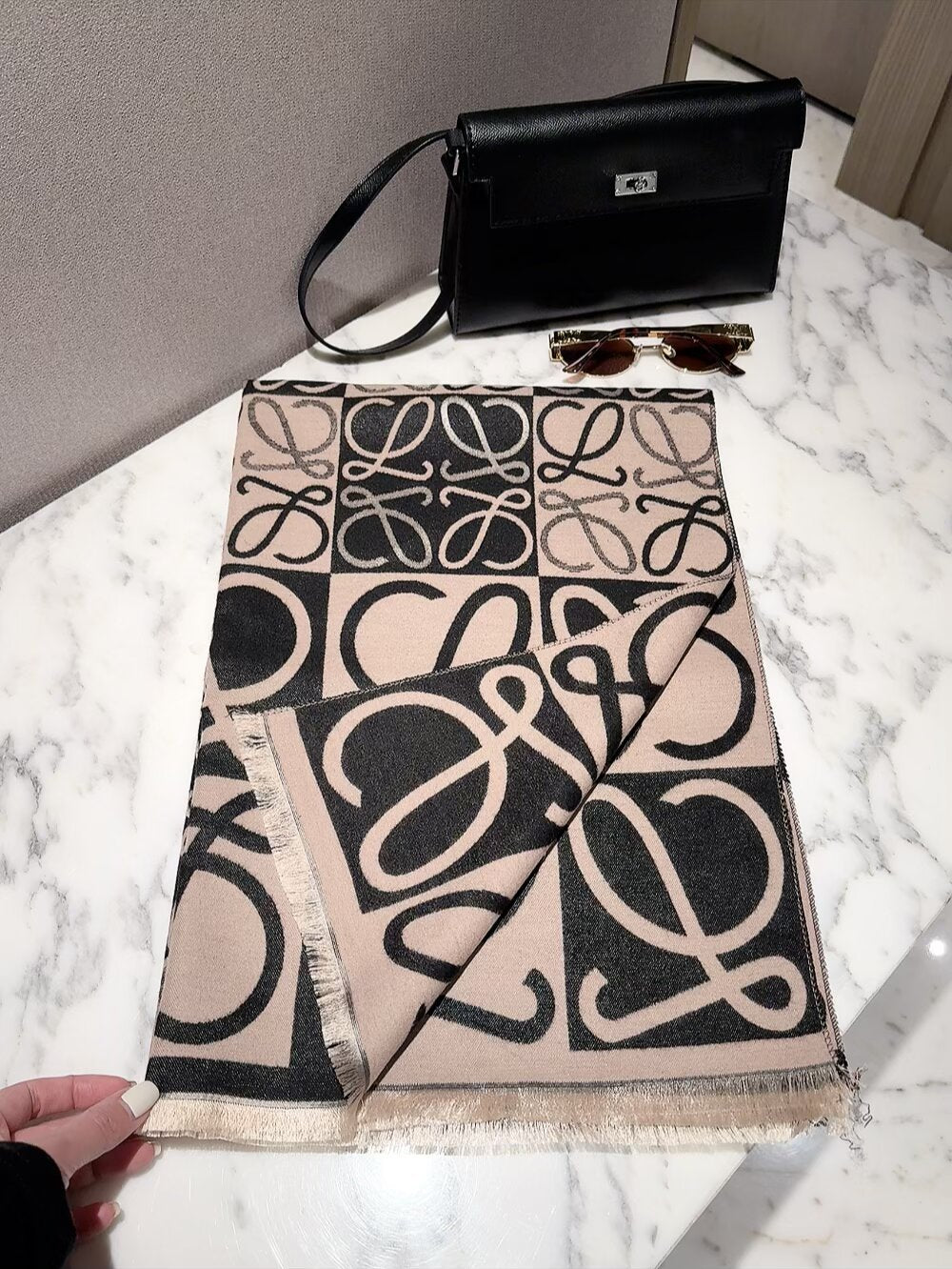Loewe Style Anagram Pattern Scarf product detail 5