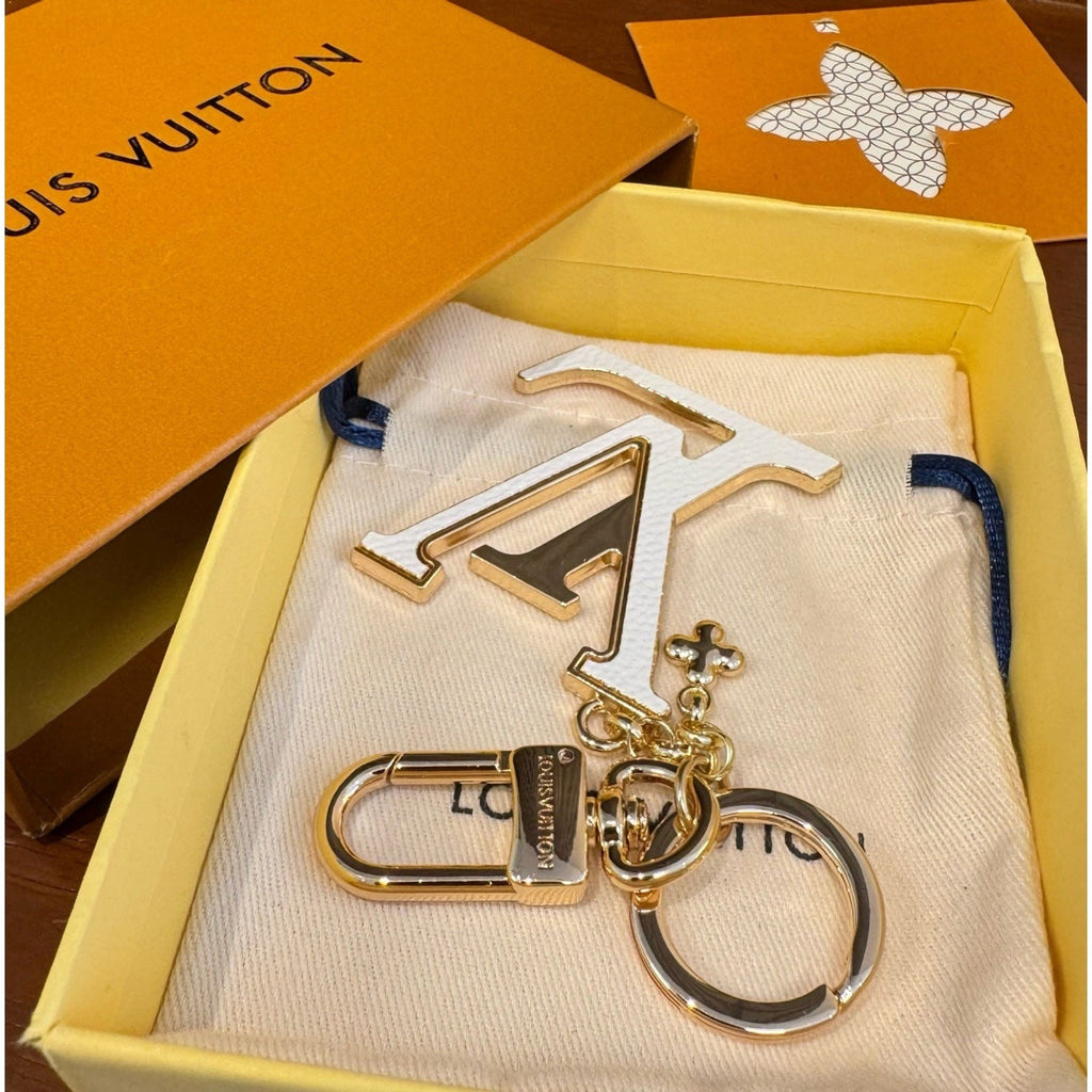 Louis Vuitton Brass Flower Bag Charm Keychain detail 6