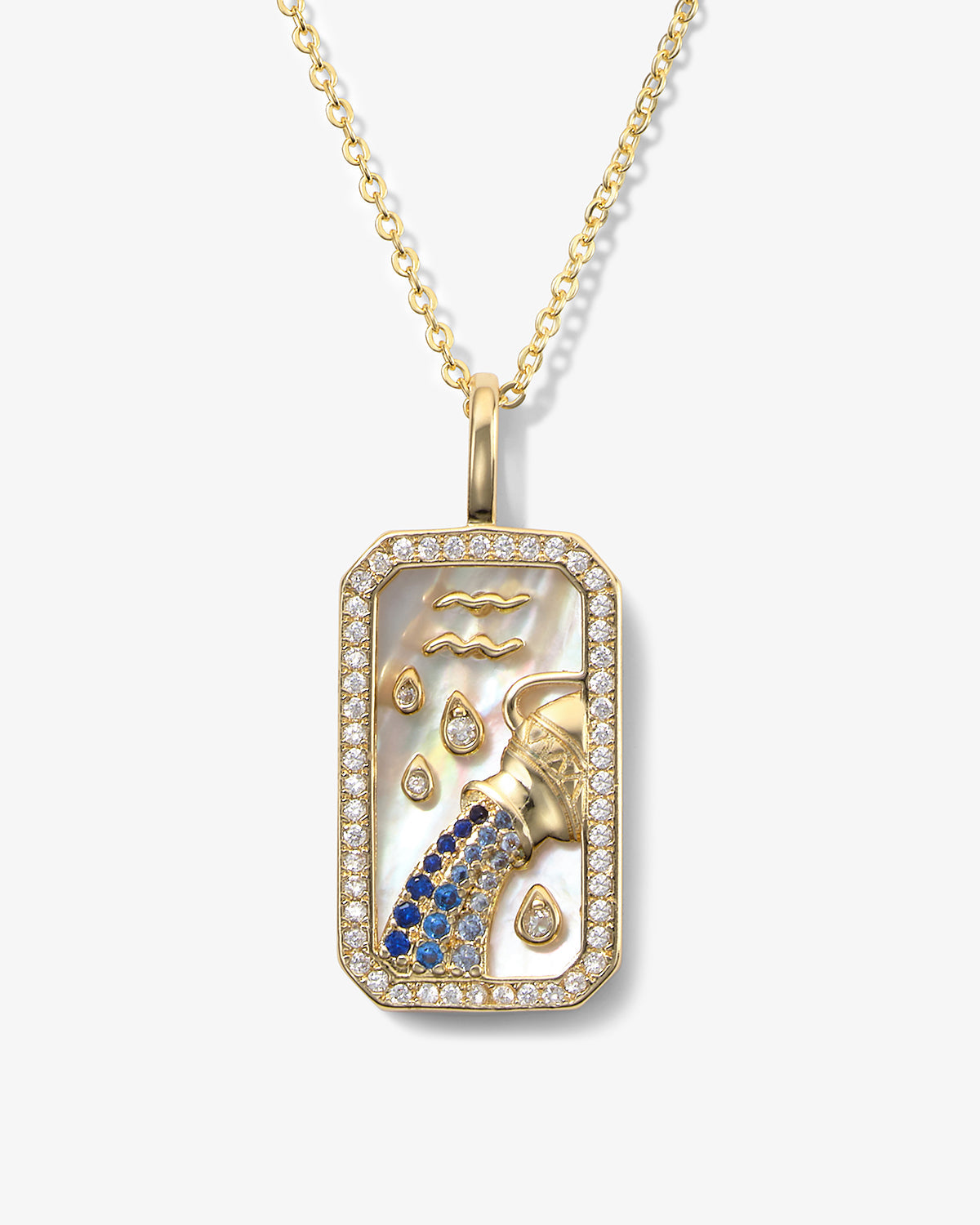 Gold zodiac amulet necklace with mother of pearl – view 7