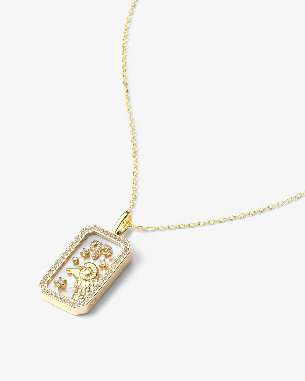 Gold zodiac amulet necklace with mother of pearl – view 19