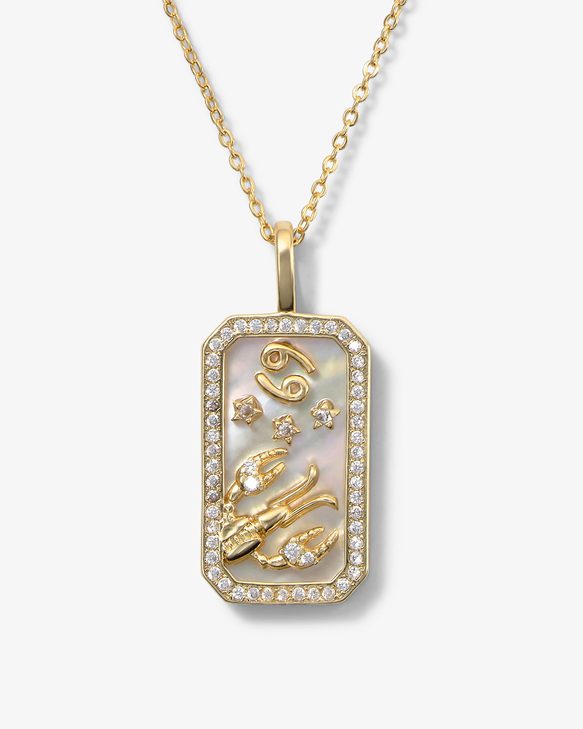 Gold zodiac amulet necklace with mother of pearl – view 3