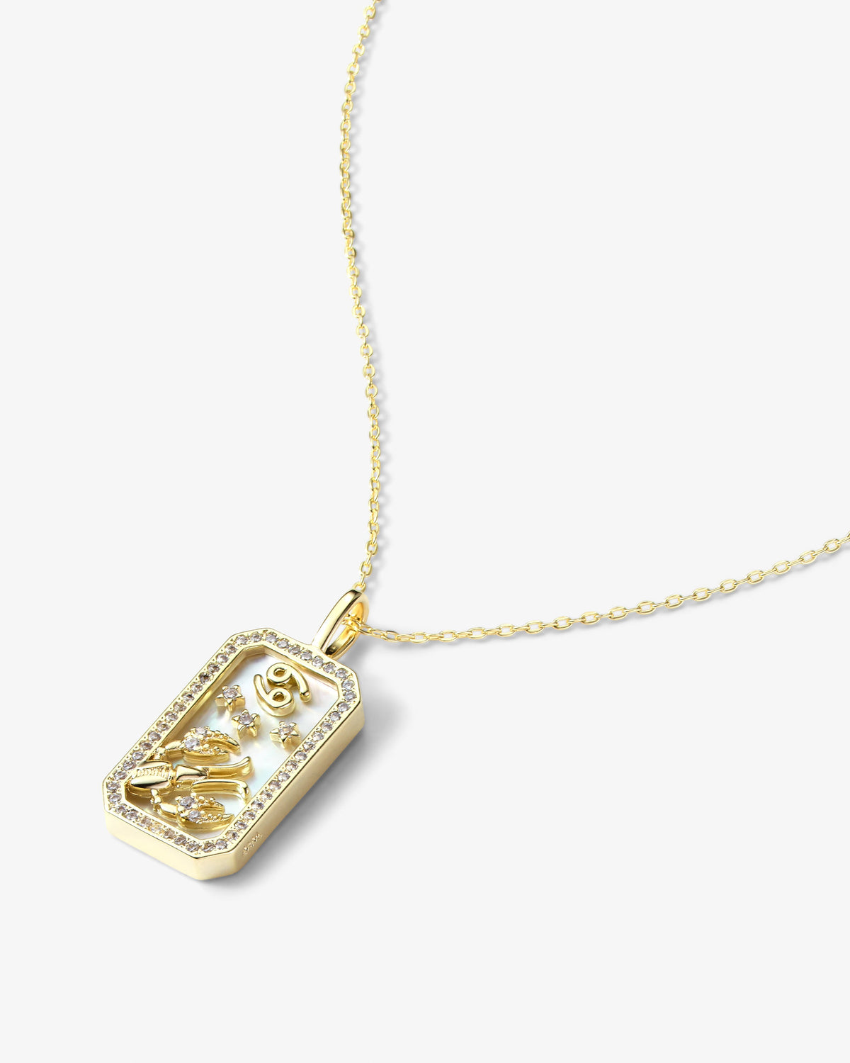 Gold zodiac amulet necklace with mother of pearl – view 16