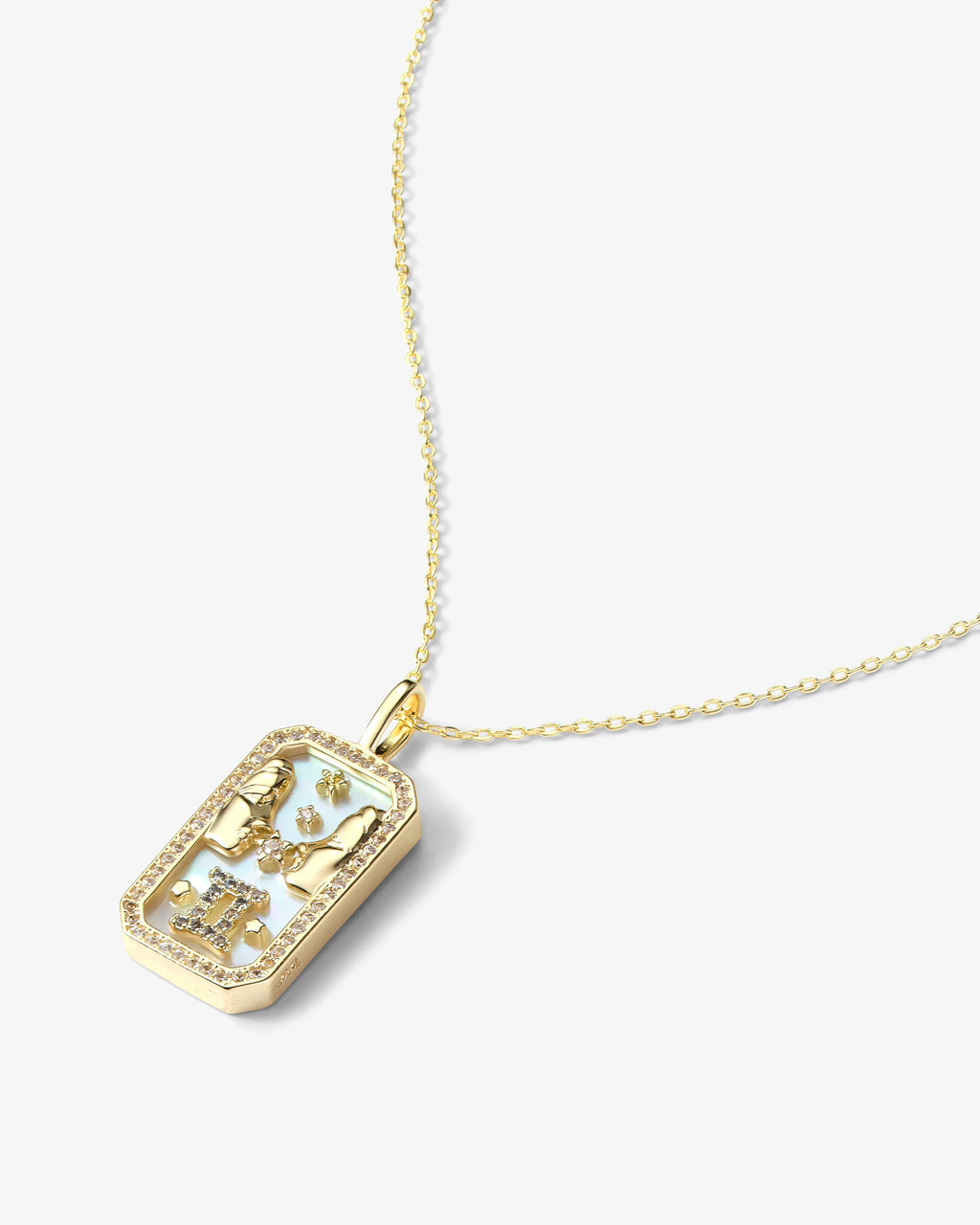 Gold zodiac amulet necklace with mother of pearl – view 17