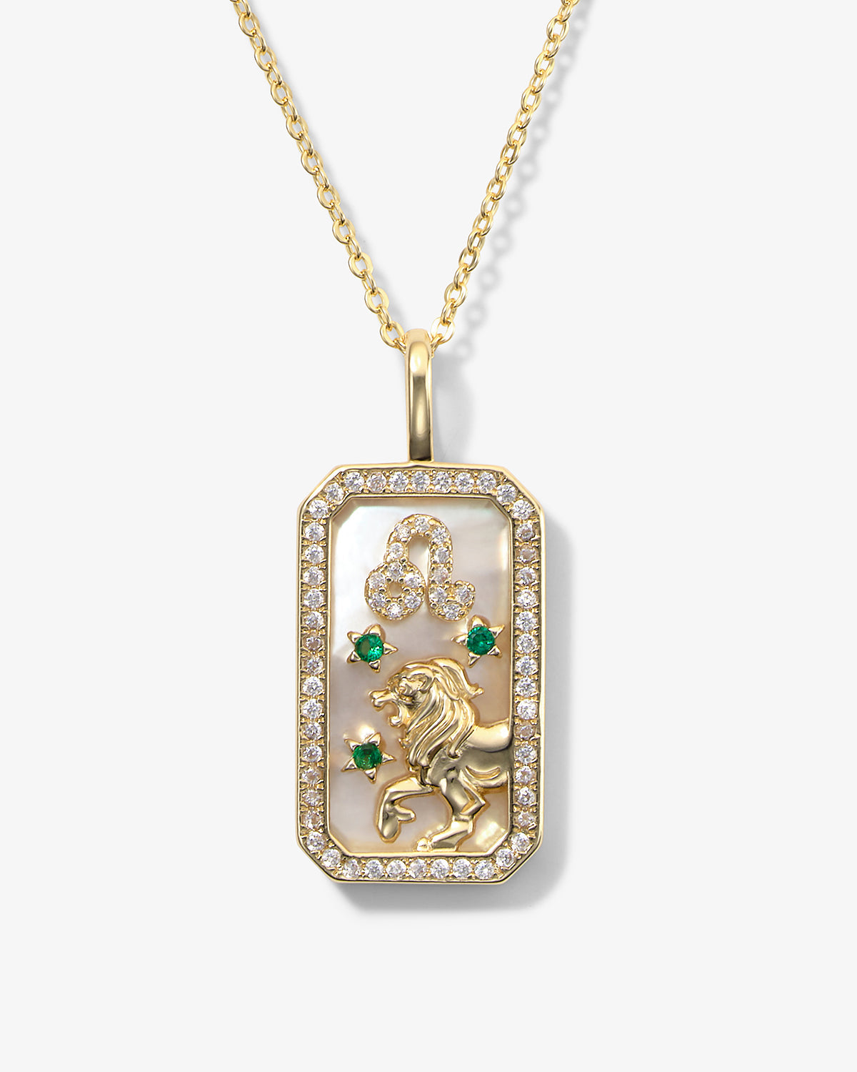 Gold zodiac amulet necklace with mother of pearl – view 2