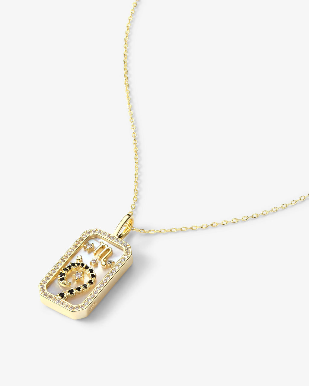 Gold zodiac amulet necklace with mother of pearl – view 14