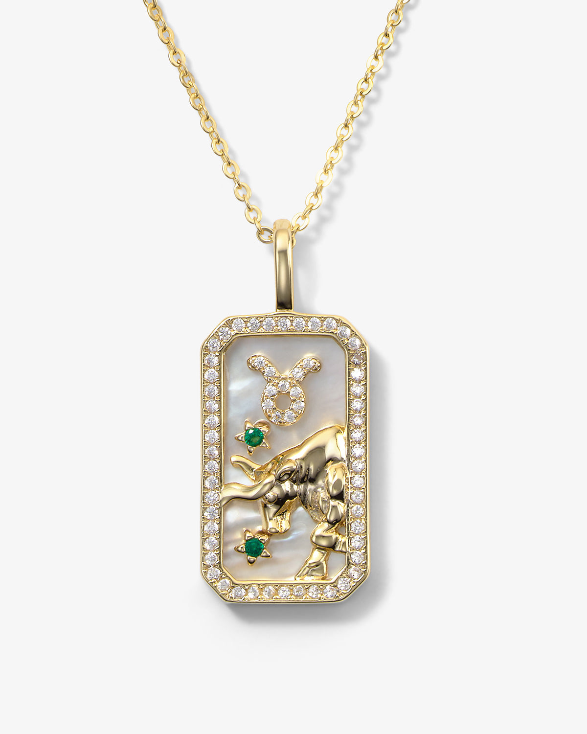 Gold zodiac amulet necklace with mother of pearl – view 5