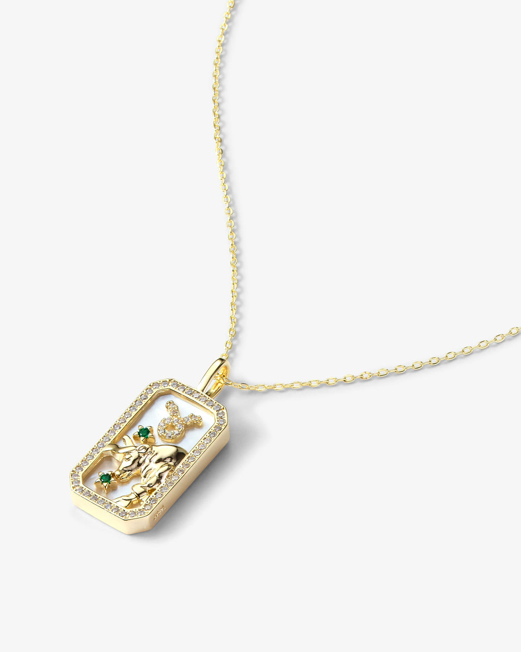 Gold zodiac amulet necklace with mother of pearl – view 18