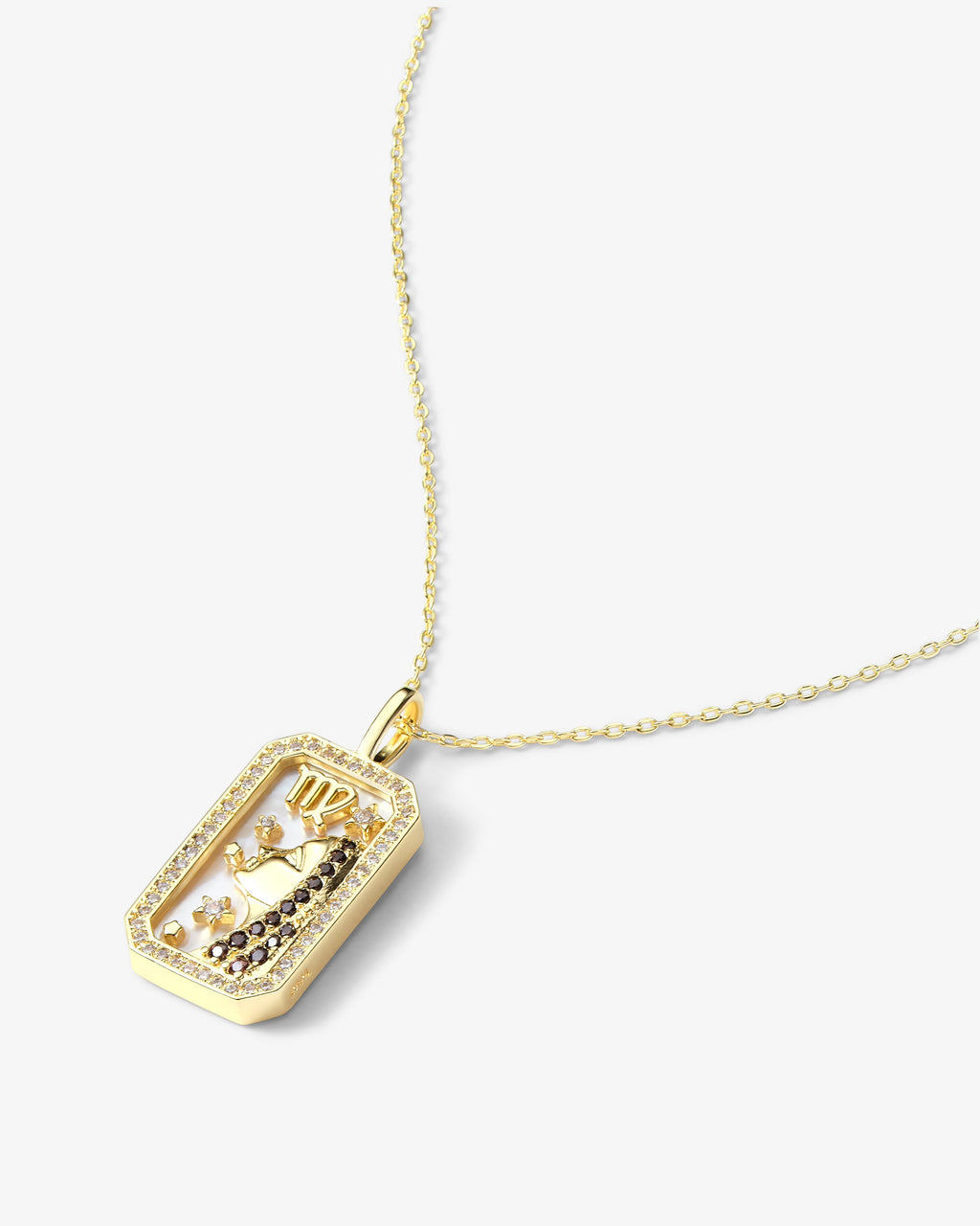 Gold zodiac amulet necklace with mother of pearl – view 25