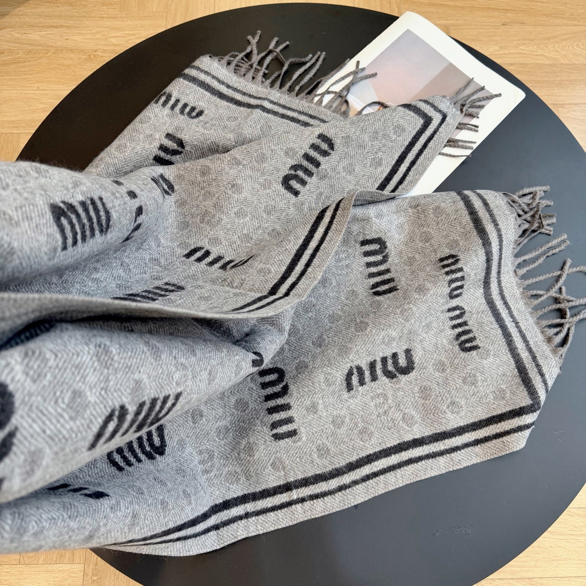 Miu Miu Style All-Over Logo Fringe Scarf product detail 3
