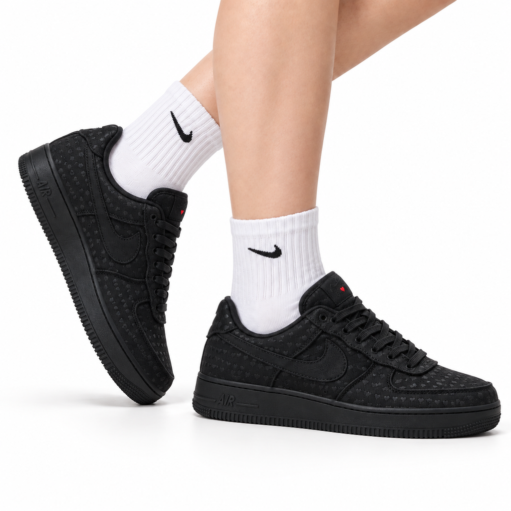 Nike Air Force 1 Low Triple Black | Jacquard Leather Sneakers