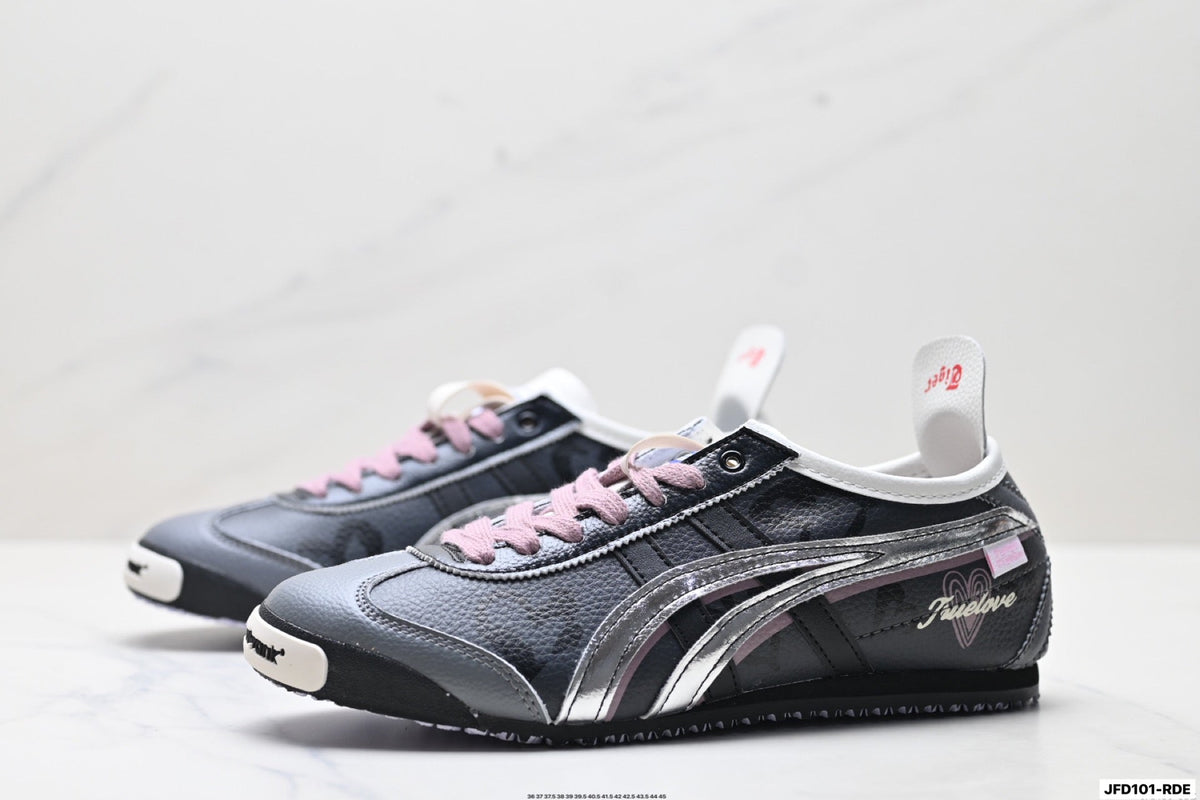 Onitsuka Tiger Retro Low Top Black Pink Silver Unisex Shoes Style 25 detail view 5