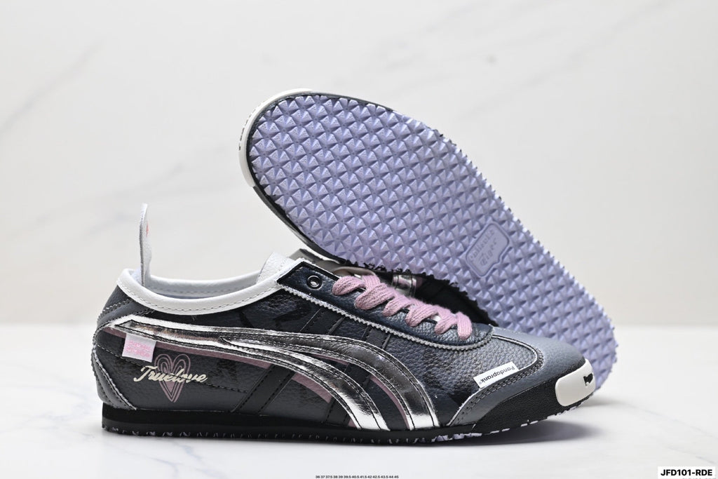 Onitsuka Tiger Retro Low Top Black Pink Silver Unisex Shoes Style 25 detail view 6