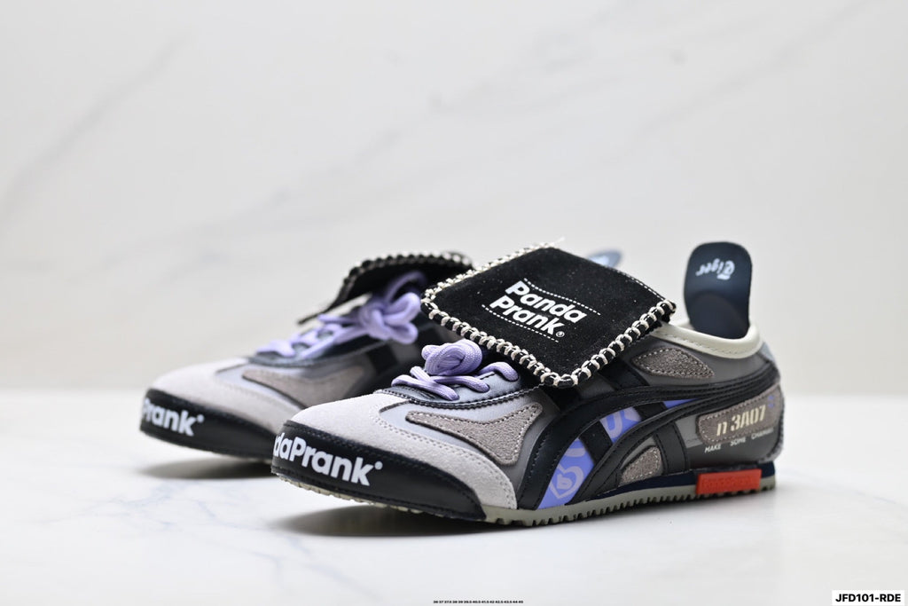 Onitsuka Tiger Retro Low Top Black Purple Unisex Shoes Style 30 detail view 5