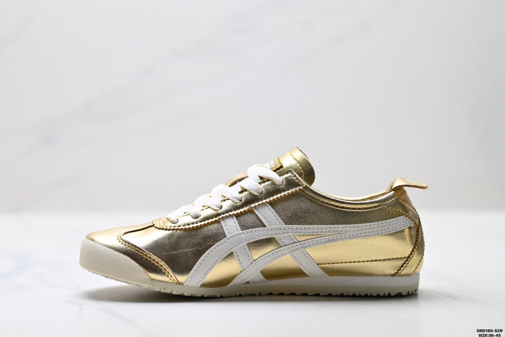 Onitsuka Tiger Retro Low Top Metallic Gold White Unisex Shoes Style 19 detail view 4