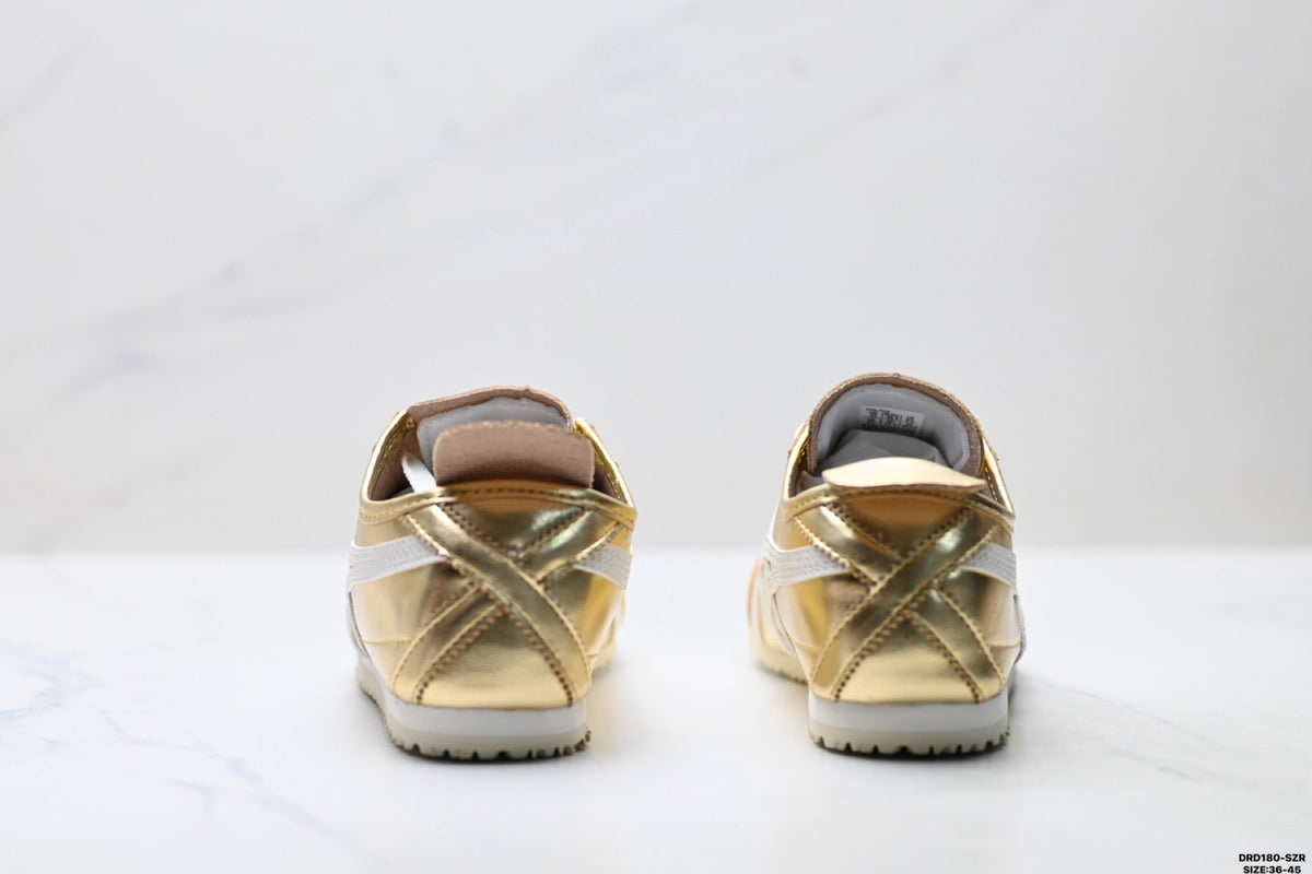 Onitsuka Tiger Retro Low Top Metallic Gold White Unisex Shoes Style 19 detail view 7