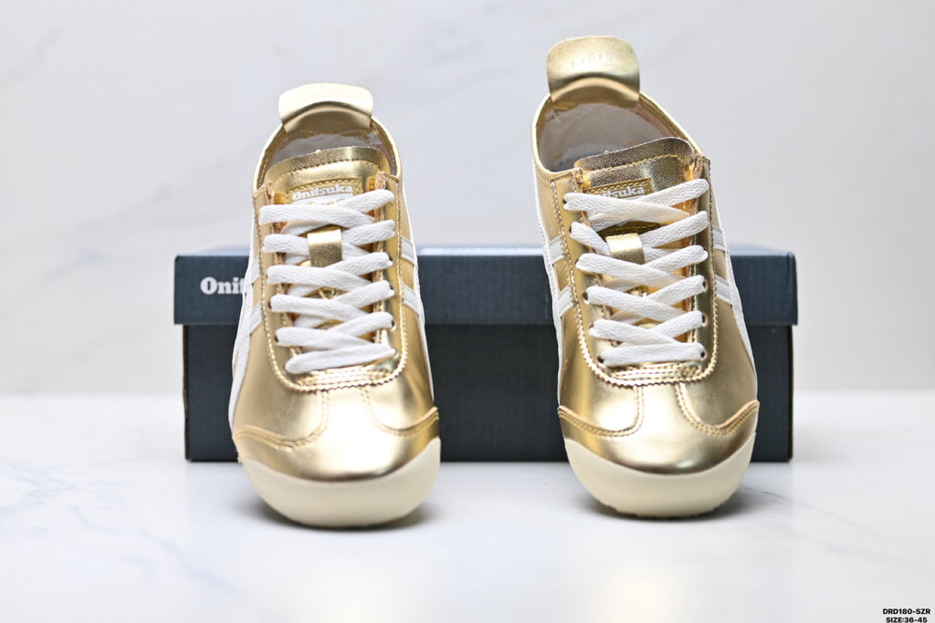 Onitsuka Tiger Retro Low Top Metallic Gold White Unisex Shoes Style 19 detail view 8
