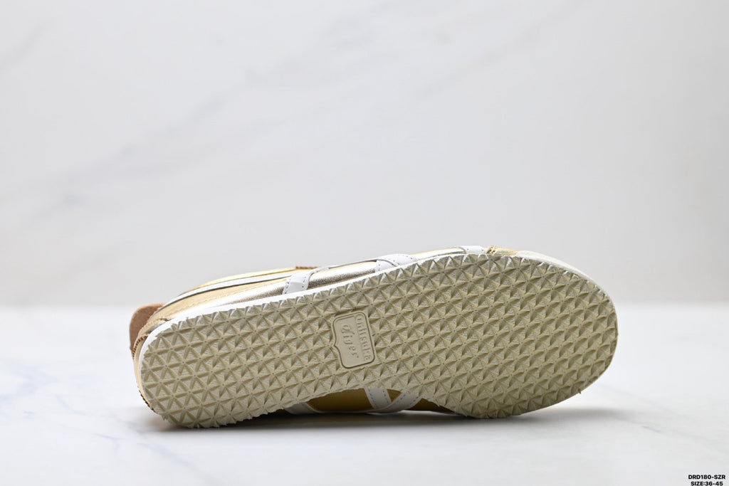 Onitsuka Tiger Retro Low Top Metallic Gold White Unisex Shoes Style 19 detail view 9