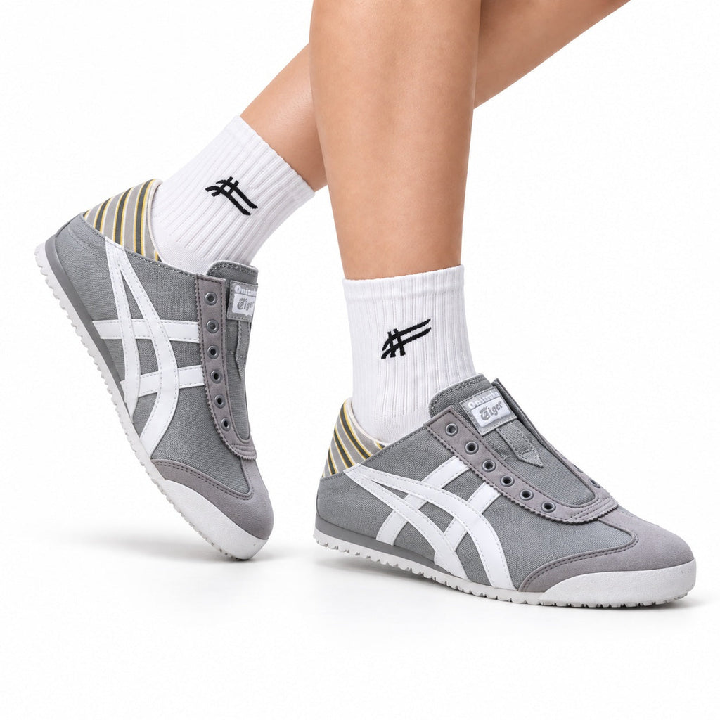 Onitsuka Tiger Retro Low Top Gray White Unisex Shoes Style 05 main angled pair view