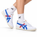 Onitsuka Tiger Retro Low Top White Blue Red Unisex Shoes Style 10 main angled pair view