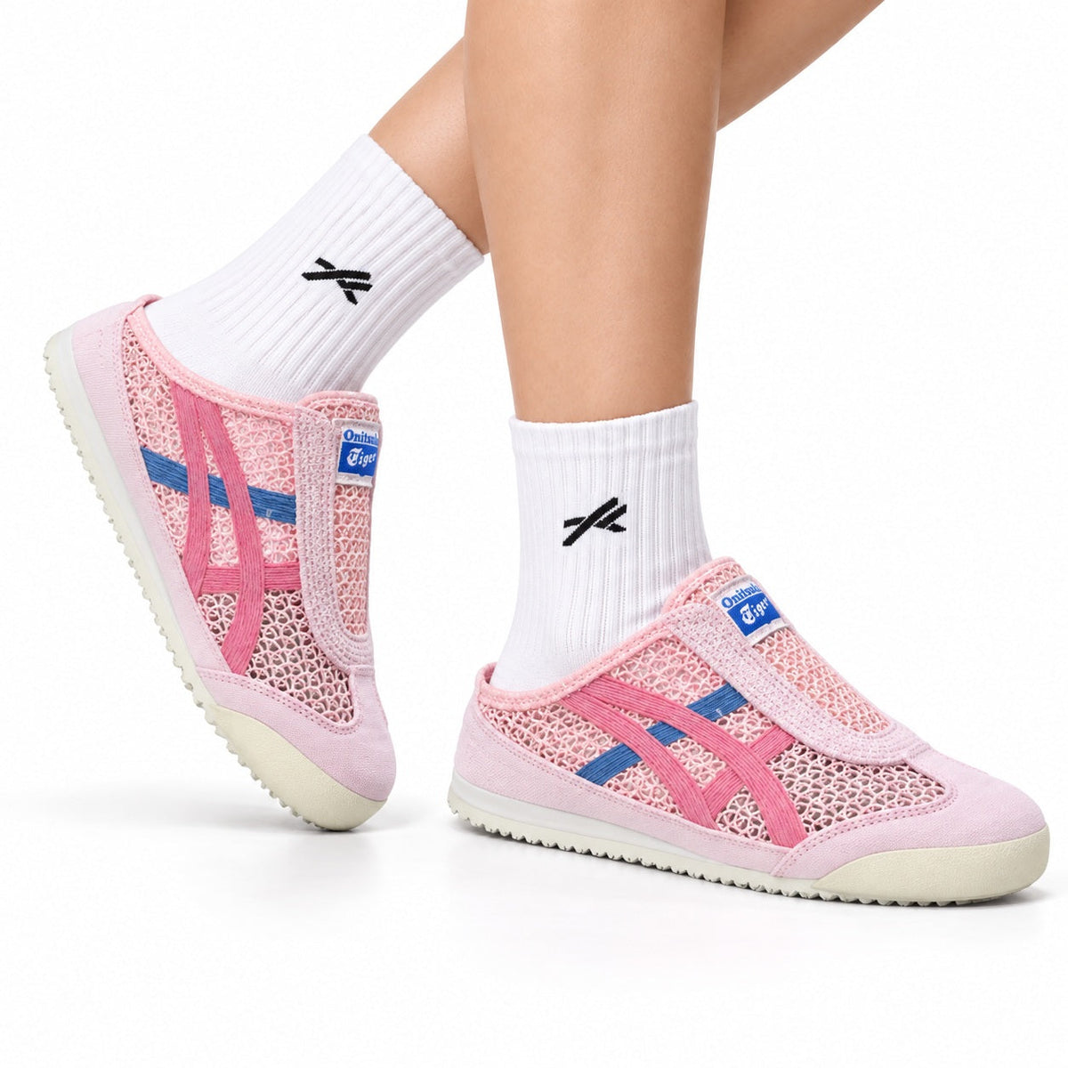 Onitsuka Tiger Retro Sabot Pink Mesh Multicolor Unisex Shoes Style 24 main angled pair view