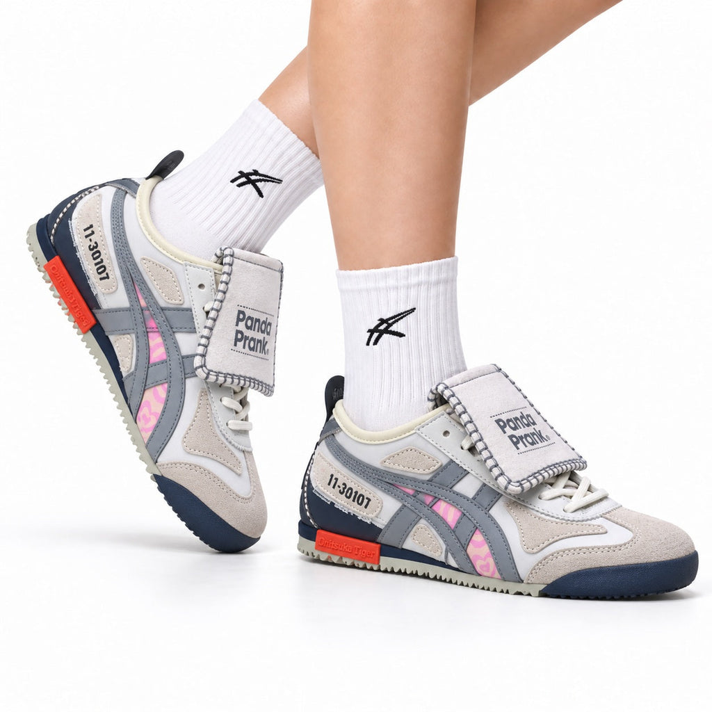 Onitsuka Tiger Retro Low Top Beige Gray Pink Unisex Shoes Style 29 main angled pair view