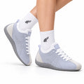 Onitsuka Tiger Low Profile Runner White Silver Unisex Shoes Style 31 main angled pair view
