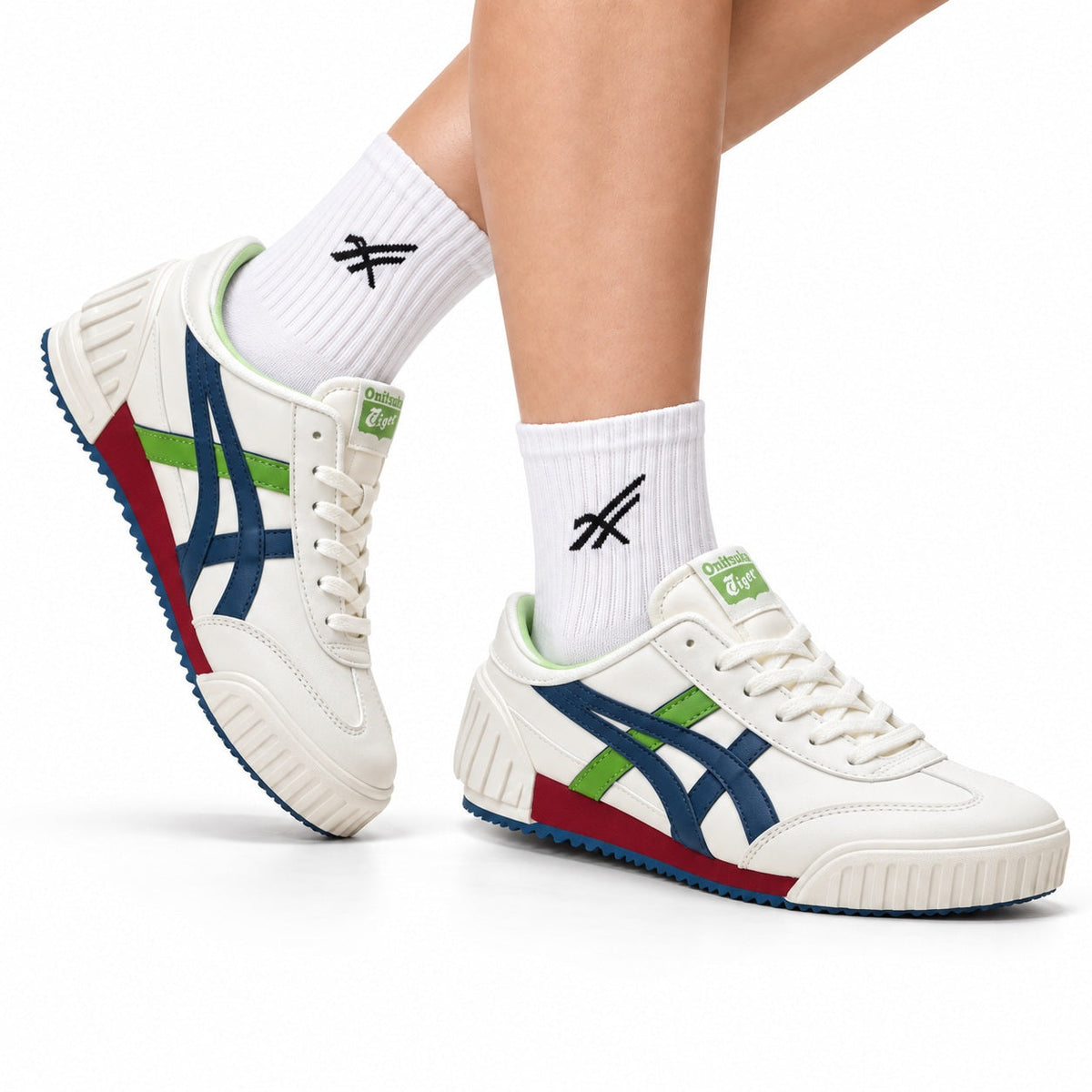 Onitsuka Tiger Retro Sabot White Multicolor Unisex Shoes main angled pair view