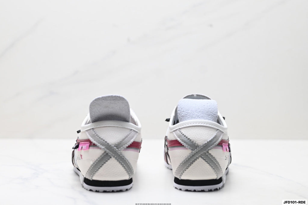 Onitsuka Tiger Retro Low Top White Black Burgundy Unisex Shoes Style 27 detail view 7