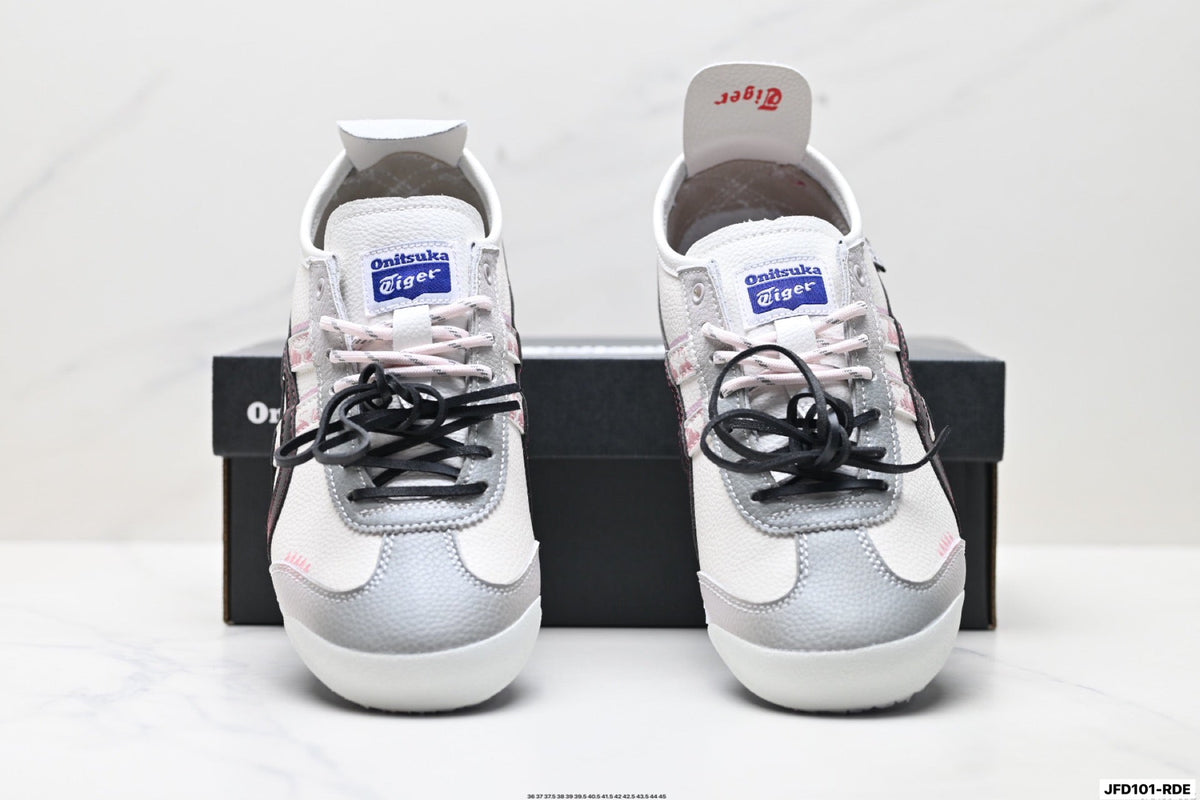 Onitsuka Tiger Retro Low Top White Black Burgundy Unisex Shoes Style 27 detail view 8