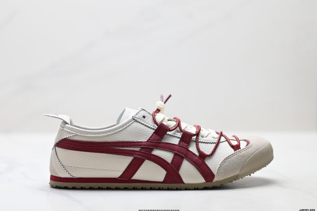Onitsuka Tiger Retro Low Top White Burgundy Rope Lace Unisex Shoes Style 14 detail view 2