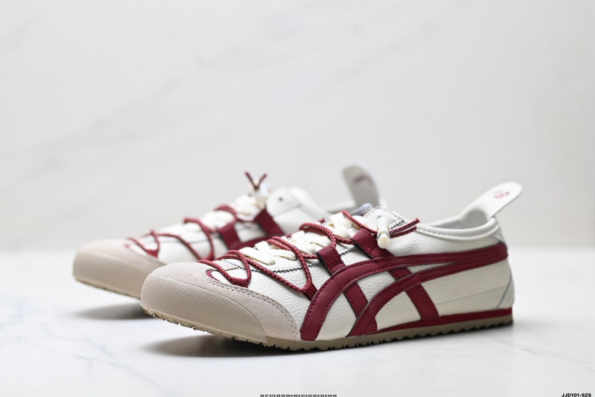 Onitsuka Tiger Retro Low Top White Burgundy Rope Lace Unisex Shoes Style 14 detail view 5
