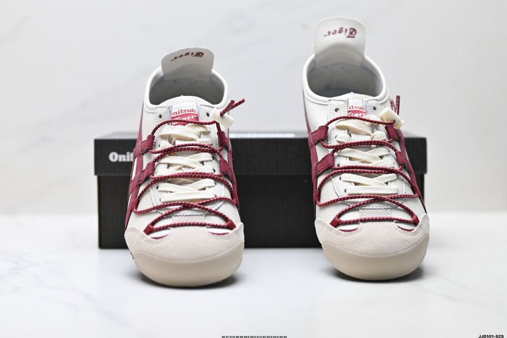 Onitsuka Tiger Retro Low Top White Burgundy Rope Lace Unisex Shoes Style 14 detail view 8