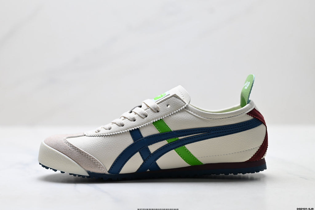 Onitsuka Tiger Retro Low Top White Navy Green Red Unisex Shoes Style 06 detail view 4