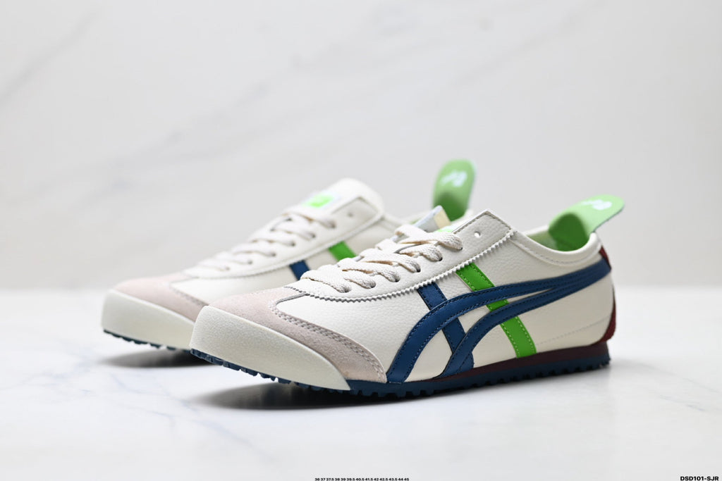 Onitsuka Tiger Retro Low Top White Navy Green Red Unisex Shoes Style 06 detail view 5
