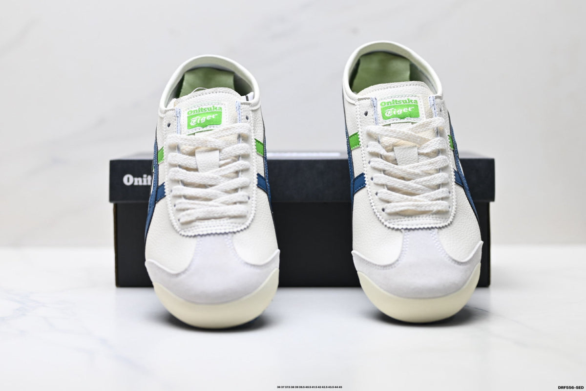 Onitsuka Tiger Retro Low Top White Navy Green Unisex Shoes Style 21 detail view 8