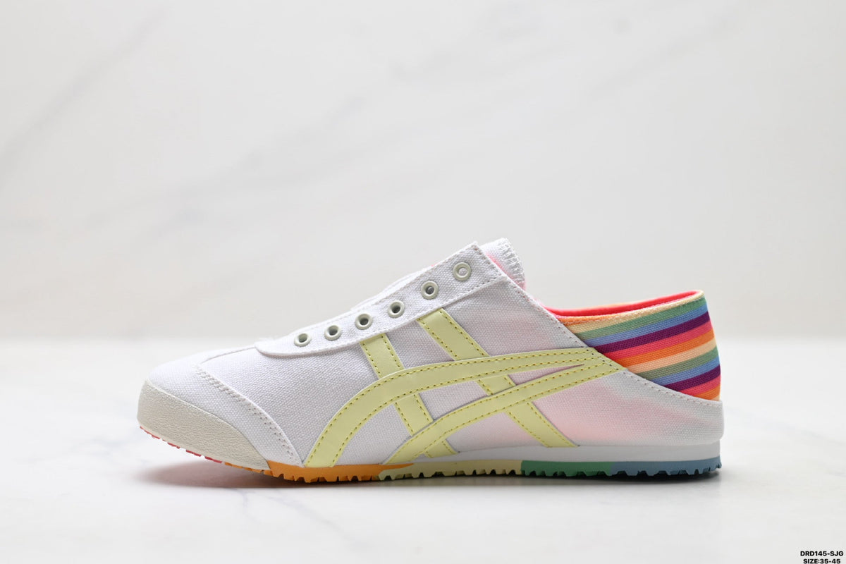 Onitsuka Tiger Retro Low Top White Pastel Rainbow Unisex Shoes Style 04 detail view 4