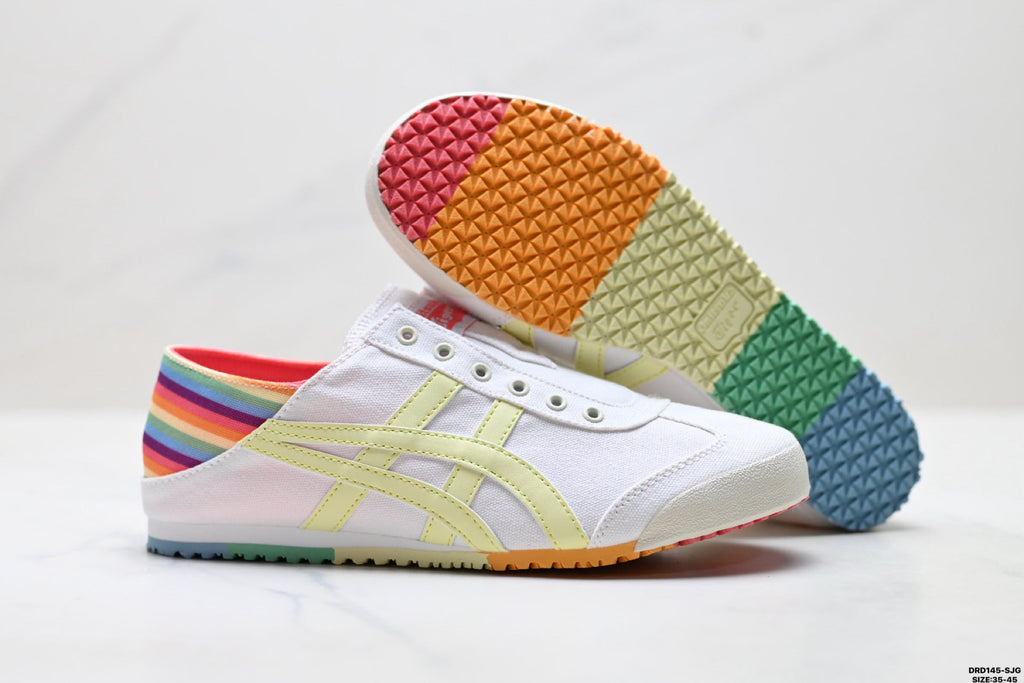 Onitsuka Tiger Retro Low Top White Pastel Rainbow Unisex Shoes Style 04 detail view 6