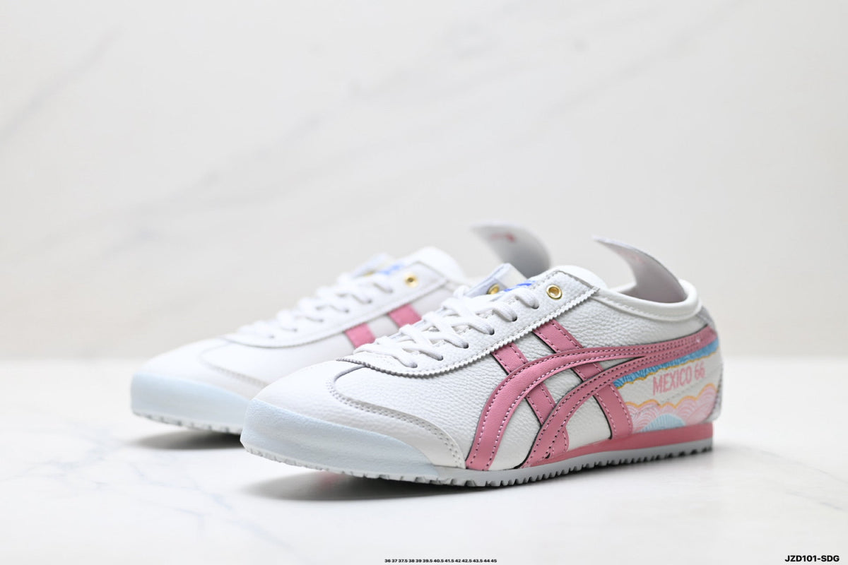 Onitsuka Tiger Retro Low Top White Pink Silver Unisex Shoes Style 02 detail view 5