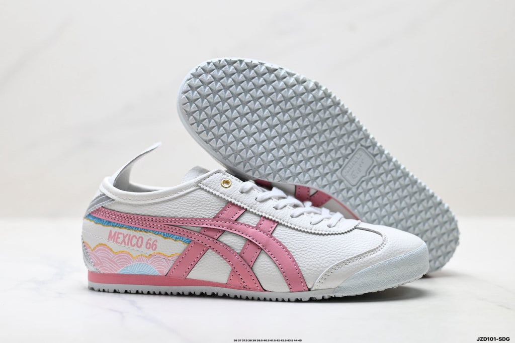 Onitsuka Tiger Retro Low Top White Pink Silver Unisex Shoes Style 02 detail view 6