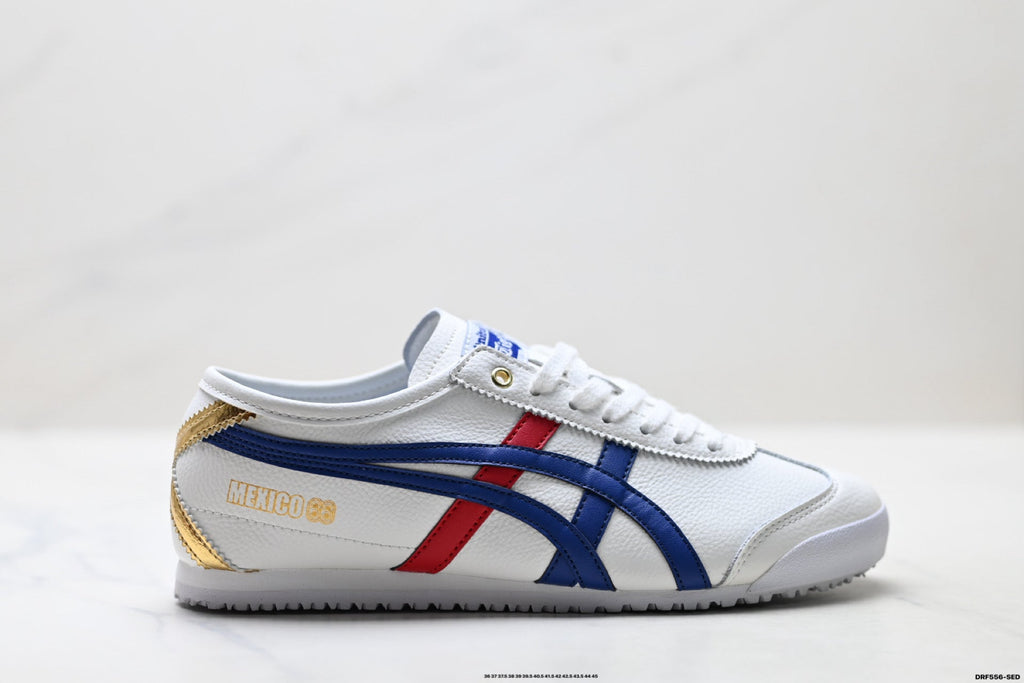 Onitsuka Tiger Retro Low Top White Royal Blue Red Unisex Shoes Style 20 detail view 2