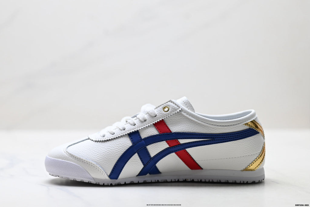 Onitsuka Tiger Retro Low Top White Royal Blue Red Unisex Shoes Style 20 detail view 4